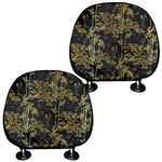 Gold And Black Japanese Bamboo Print Car Headrest Covers