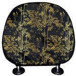 Gold And Black Japanese Bamboo Print Car Headrest Covers