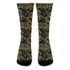 Gold And Black Japanese Bamboo Print Crew Socks