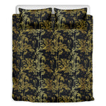 Gold And Black Japanese Bamboo Print Duvet Cover Bedding Set