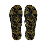 Gold And Black Japanese Bamboo Print Flip Flops