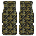 Gold And Black Japanese Bamboo Print Front and Back Car Floor Mats
