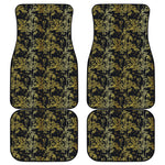 Gold And Black Japanese Bamboo Print Front and Back Car Floor Mats