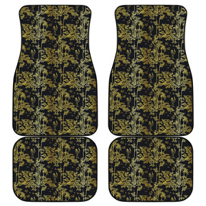 Gold And Black Japanese Bamboo Print Front and Back Car Floor Mats