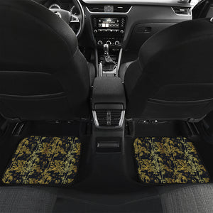 Gold And Black Japanese Bamboo Print Front and Back Car Floor Mats