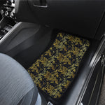 Gold And Black Japanese Bamboo Print Front and Back Car Floor Mats