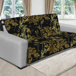 Gold And Black Japanese Bamboo Print Futon Protector