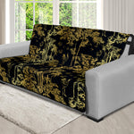 Gold And Black Japanese Bamboo Print Futon Protector