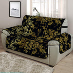 Gold And Black Japanese Bamboo Print Half Sofa Protector