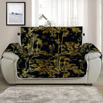 Gold And Black Japanese Bamboo Print Half Sofa Protector