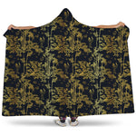 Gold And Black Japanese Bamboo Print Hooded Blanket