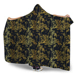 Gold And Black Japanese Bamboo Print Hooded Blanket