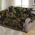 Gold And Black Japanese Bamboo Print Loveseat Protector