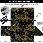 Gold And Black Japanese Bamboo Print Loveseat Protector