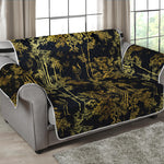 Gold And Black Japanese Bamboo Print Loveseat Protector