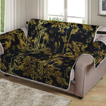 Gold And Black Japanese Bamboo Print Loveseat Protector