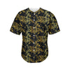 Gold And Black Japanese Bamboo Print Men's Baseball Jersey