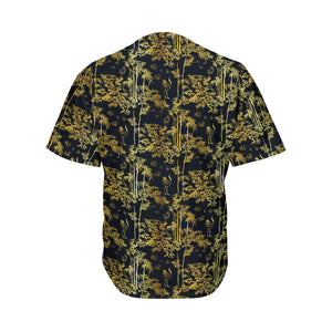 Gold And Black Japanese Bamboo Print Men's Baseball Jersey