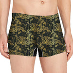 Gold And Black Japanese Bamboo Print Men's Boxer Briefs