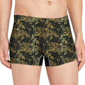 Gold And Black Japanese Bamboo Print Men's Boxer Briefs