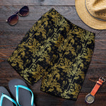 Gold And Black Japanese Bamboo Print Men's Shorts