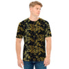 Gold And Black Japanese Bamboo Print Men's T-Shirt