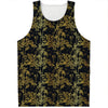 Gold And Black Japanese Bamboo Print Men's Tank Top