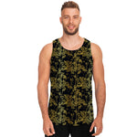 Gold And Black Japanese Bamboo Print Men's Tank Top