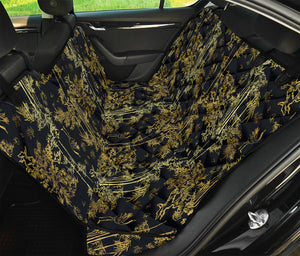 Gold And Black Japanese Bamboo Print Pet Car Back Seat Cover