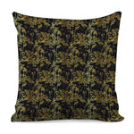 Gold And Black Japanese Bamboo Print Pillow Cover