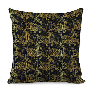 Gold And Black Japanese Bamboo Print Pillow Cover