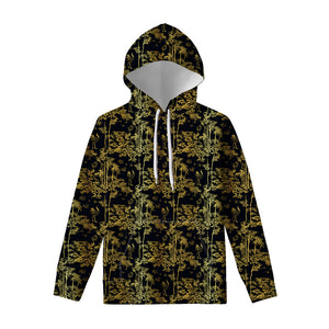 Gold And Black Japanese Bamboo Print Pullover Hoodie