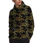 Gold And Black Japanese Bamboo Print Pullover Hoodie