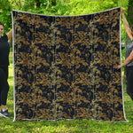 Gold And Black Japanese Bamboo Print Quilt