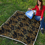 Gold And Black Japanese Bamboo Print Quilt