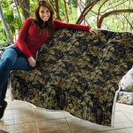 Gold And Black Japanese Bamboo Print Quilt