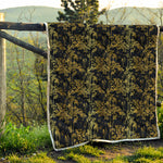 Gold And Black Japanese Bamboo Print Quilt