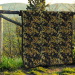 Gold And Black Japanese Bamboo Print Quilt