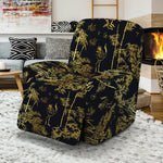 Gold And Black Japanese Bamboo Print Recliner Slipcover