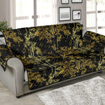 Gold And Black Japanese Bamboo Print Sofa Protector