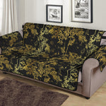 Gold And Black Japanese Bamboo Print Sofa Protector