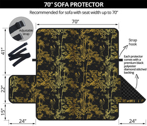 Gold And Black Japanese Bamboo Print Sofa Protector