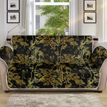 Gold And Black Japanese Bamboo Print Sofa Protector