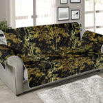 Gold And Black Japanese Bamboo Print Sofa Protector