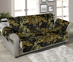 Gold And Black Japanese Bamboo Print Sofa Protector