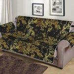 Gold And Black Japanese Bamboo Print Sofa Protector