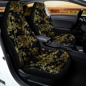 Gold And Black Japanese Bamboo Print Universal Fit Car Seat Covers