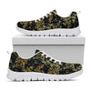 Gold And Black Japanese Bamboo Print White Sneakers