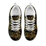 Gold And Black Japanese Bamboo Print White Sneakers