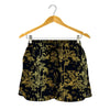 Gold And Black Japanese Bamboo Print Women's Shorts